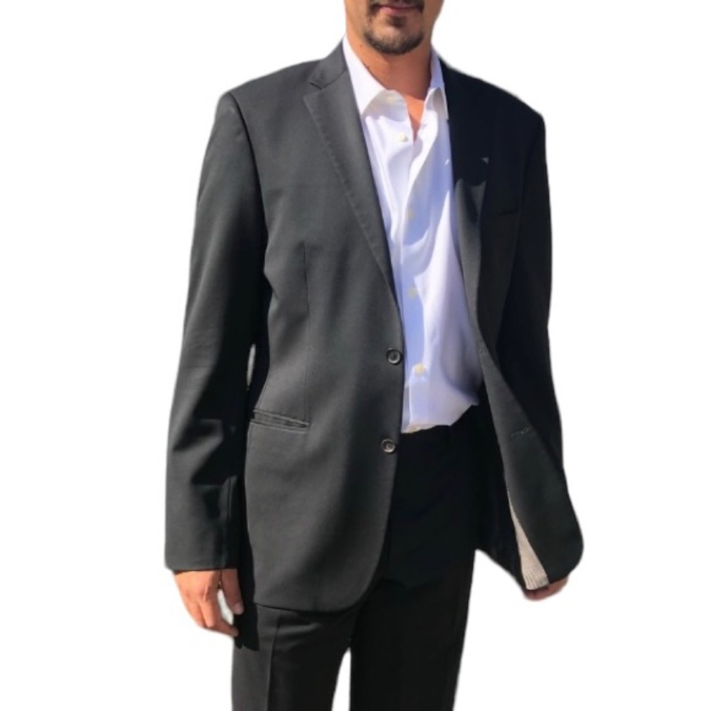 Hugo Boss Blazer Jacket Neck Long Sleeve Solid Dark Gray Size 44L